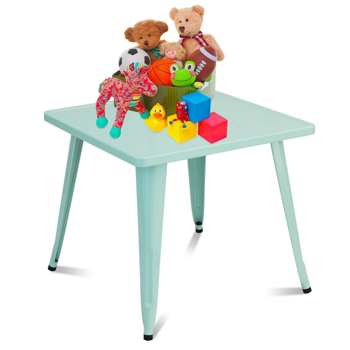 27'' Kids Square Steel Table Play Learn Activity Table-Blue