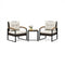 3 Piece Patio Conversation Set with Solid Acacia Wood  Armrests and Tabletop-White