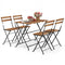5 Piece Patio Acacia Wood Dining Set with 4 Folding Chairs-Brown