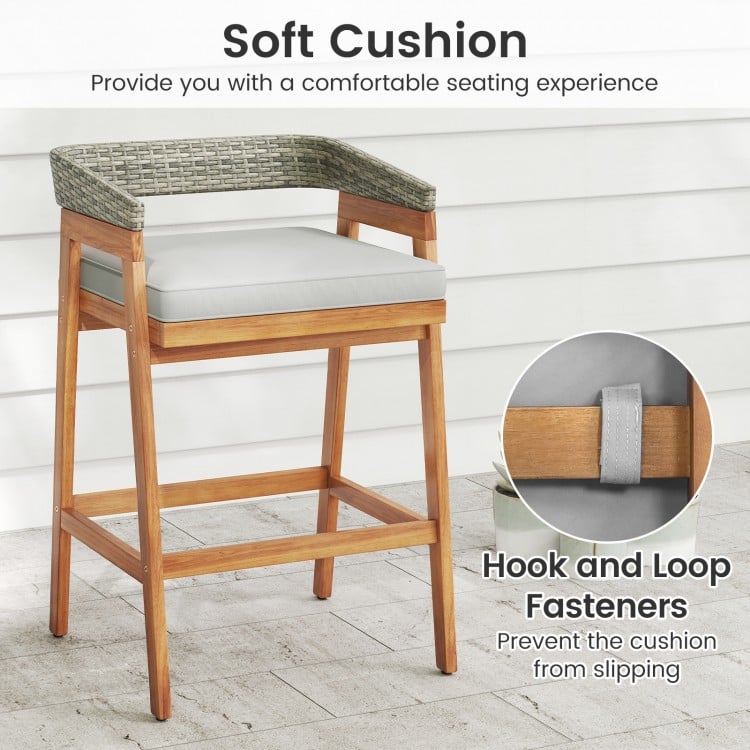 5 Pieces Patio Counter Height Bar Set with 4 Cushioned Barstools