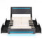 Full Size Bed Frame with LED Lights Wingback Headboard and Charging Station-Grey