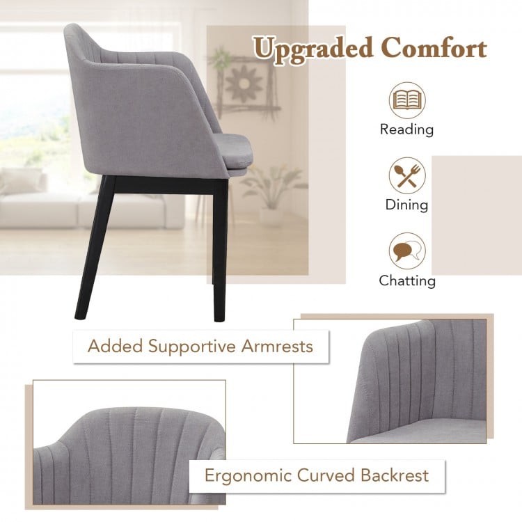 Upholstered Velvet Accent Modern Dining Chairs Set of 2 with Curved Backrests-Grey
