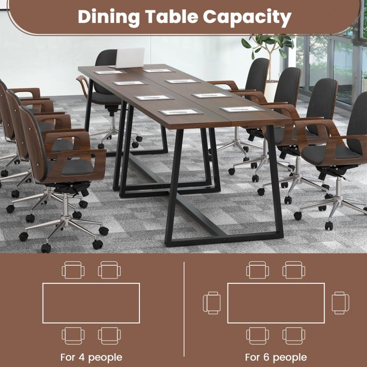 Large Dining Table with Heavy-duty Metal Frame and Anti-slip Foot Pads-Coffee