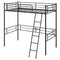 Twin Size Loft Bed Metal Bed Frame with Ladder and Guardrails-Black