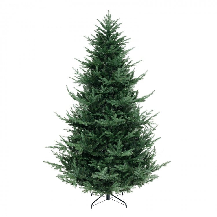 8 FT Pre-Lit Artificial Hinged Xmas Tree with 778/1480 PVC and PE Branch Tips