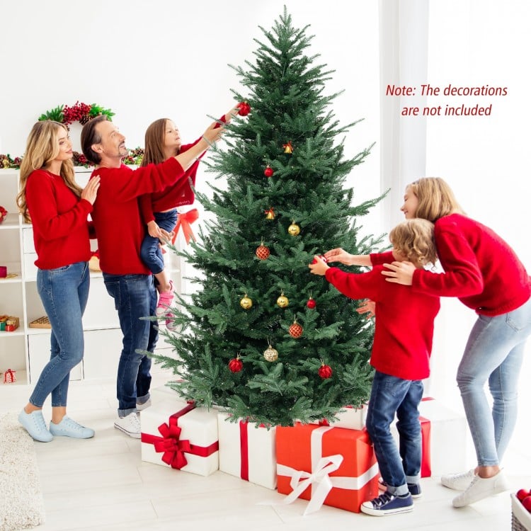8 FT Pre-Lit Artificial Hinged Xmas Tree with 778/1480 PVC and PE Branch Tips