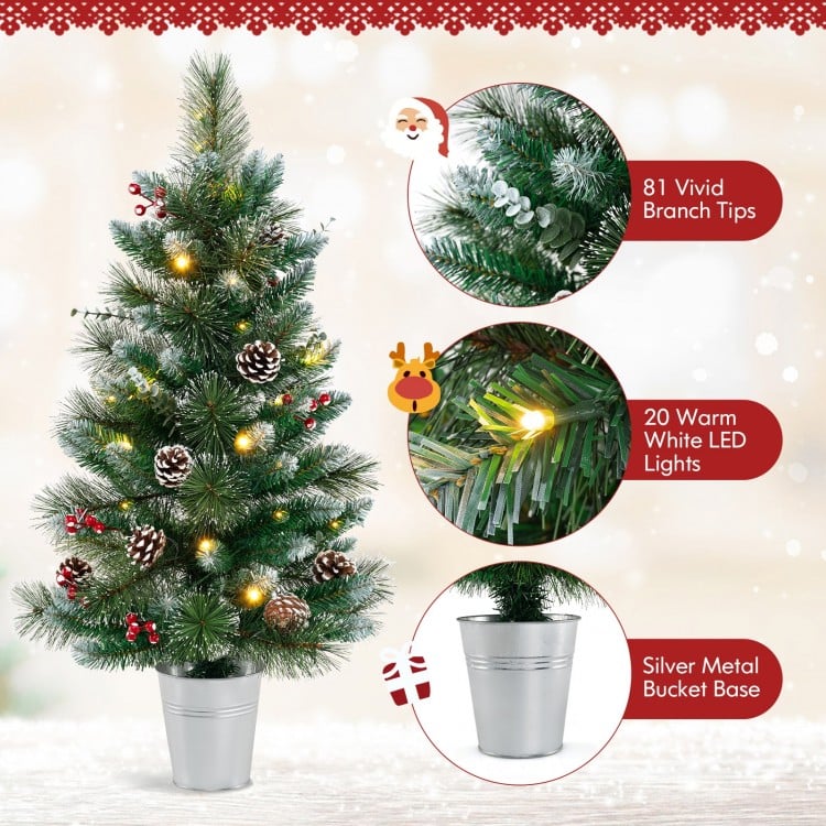 3 FT Battery-Operated Tabletop Holiday Decoration with 81 PVC and Pine Needles