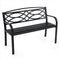 Garden Bench with Curved Armrests and Backrest-Black