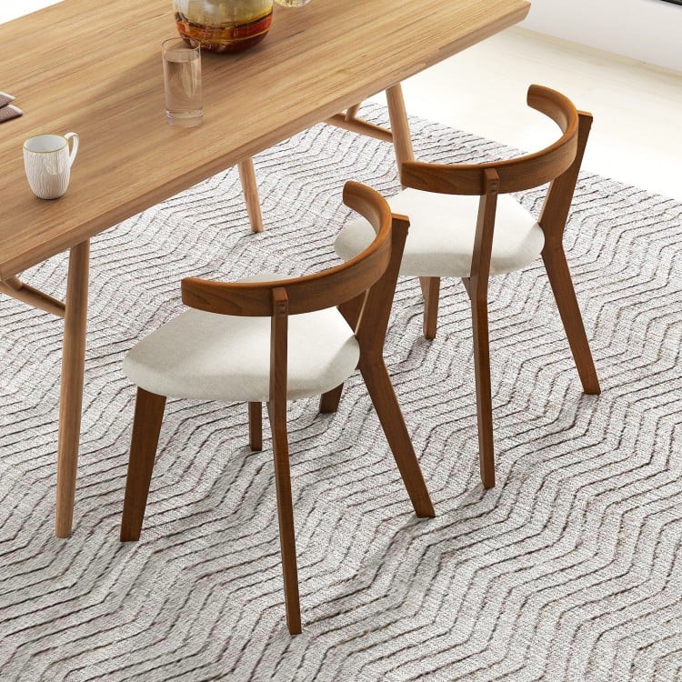 Wood Dining Chair Set of 2 with Padded Seat and Curved Back-Walnut