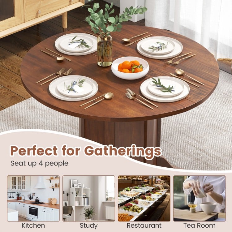Round Dining Table with Pedestal Base for 4-6 People-Walnut