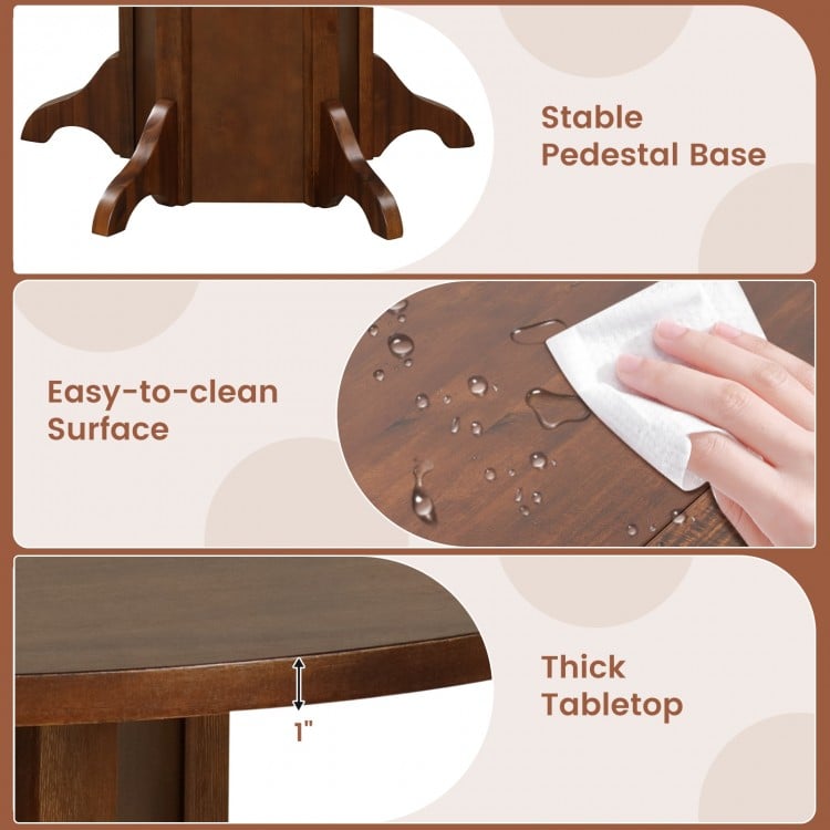 Round Dining Table with Pedestal Base for 4-6 People-Walnut
