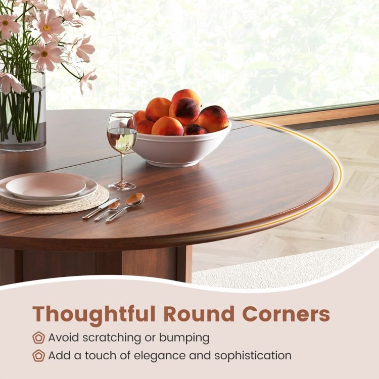 Round Dining Table with Pedestal Base for 4-6 People-Walnut