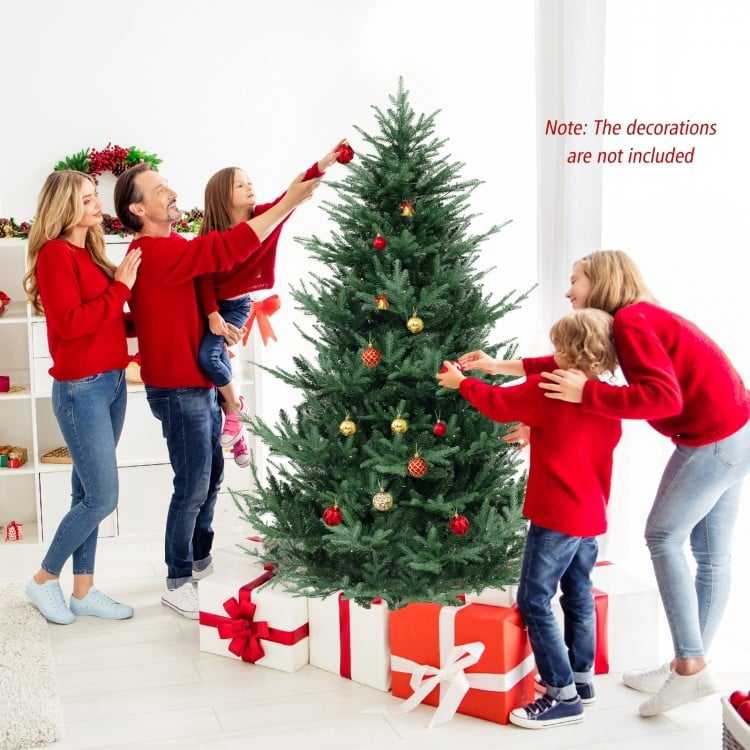 7 FT Pre-Lit Artificial Hinged Xmas Tree with 778/1480 PVC and PE Branch Tips