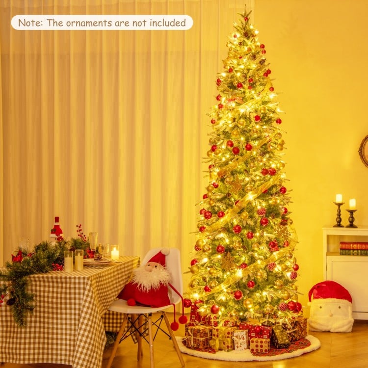 9 Feet Pre-Lit Artificial Christmas Tree Snow Flocked Hinged