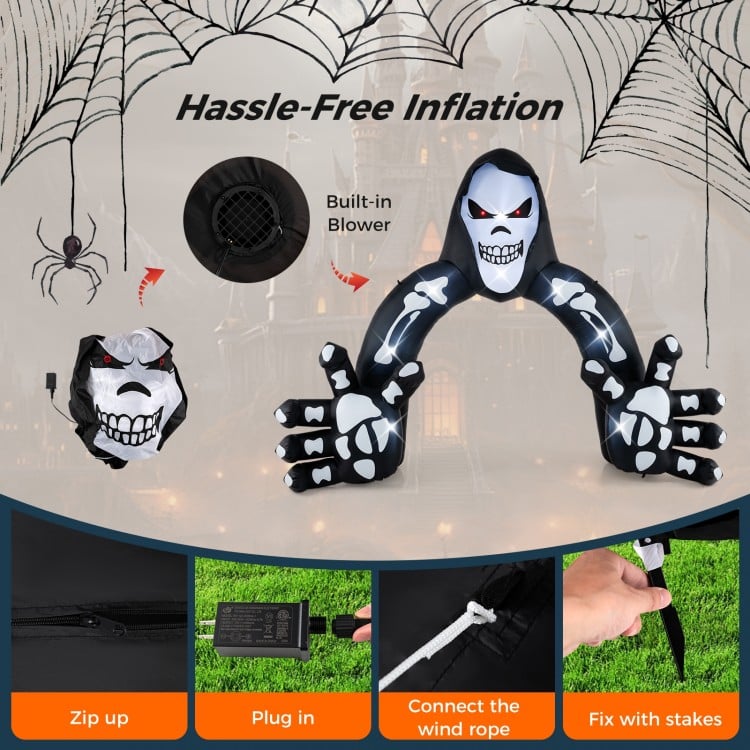 Halloween Inflatable Grim Reaper Archway with Stakes and Water Bags