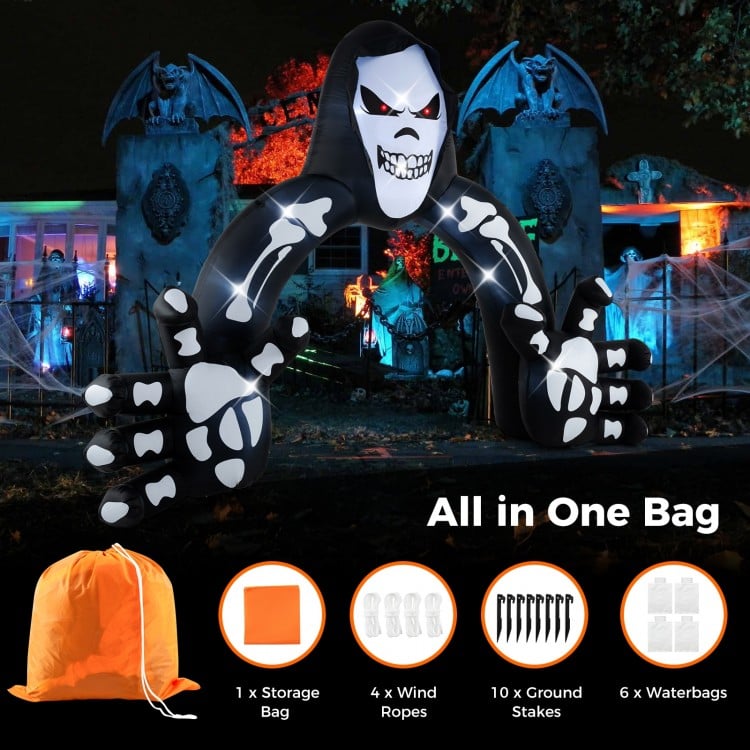 Halloween Inflatable Grim Reaper Archway with Stakes and Water Bags