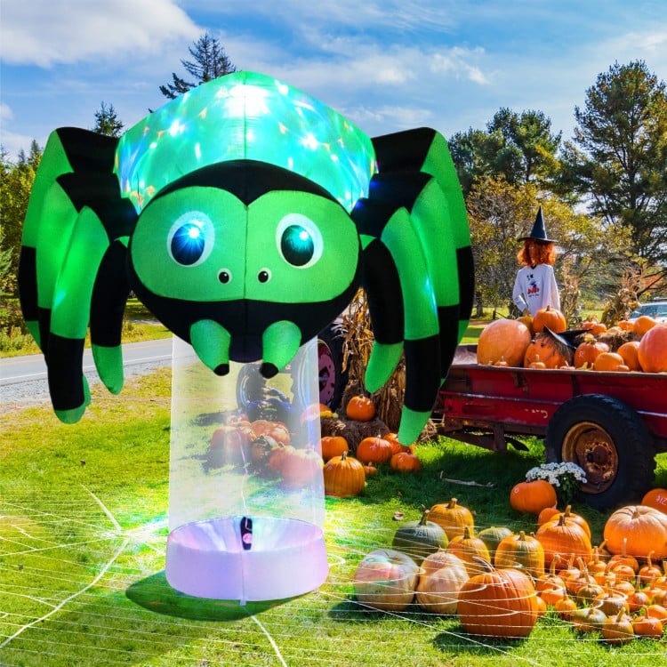 6 Feet Halloween Inflatable Spider with 3 Color Rotating Light