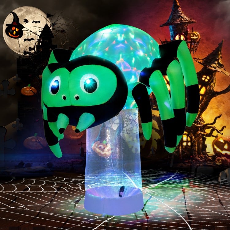 6 Feet Halloween Inflatable Spider with 3 Color Rotating Light