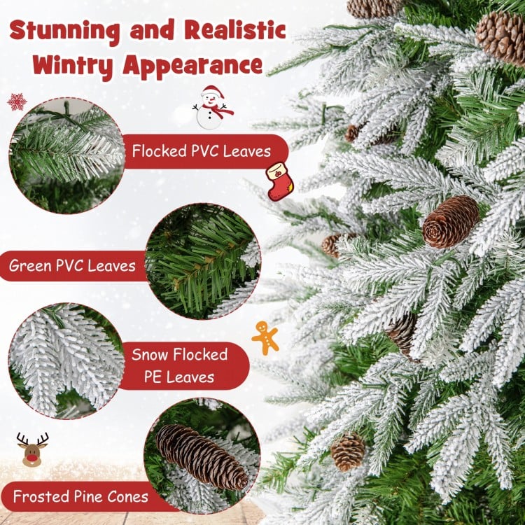 6/7.5/9 FT Pre-Lit Artificial Christmas Tree with 765/1135/1871 Tips and 280/470/690 Warm-White LED Lights-S