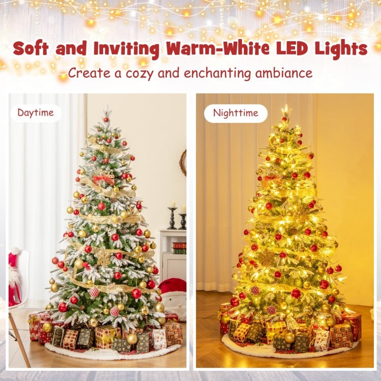 6/7.5/9 FT Pre-Lit Artificial Christmas Tree with 765/1135/1871 Tips and 280/470/690 Warm-White LED Lights-S