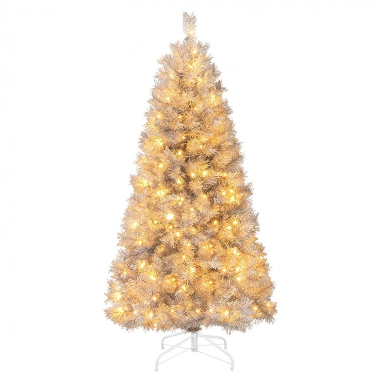 5 FT Artificial Xmas Tree with Branch Tips and Warm White LED Lights