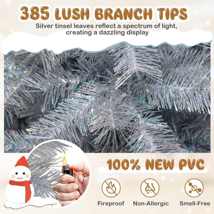 5 FT Artificial Xmas Tree with Branch Tips and Warm White LED Lights