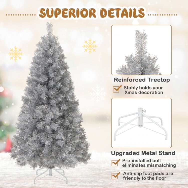 5 FT Artificial Xmas Tree with Branch Tips and Warm White LED Lights