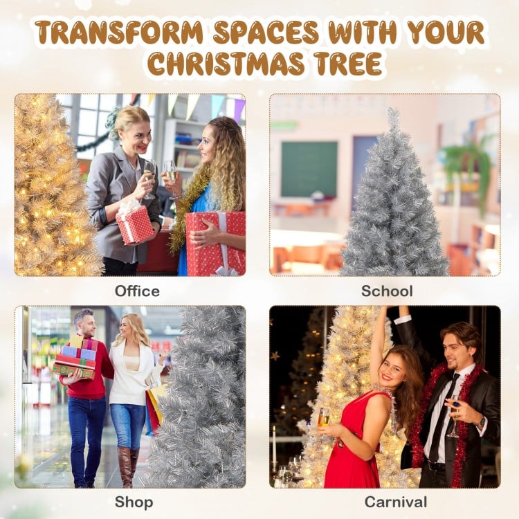 5 FT Artificial Xmas Tree with Branch Tips and Warm White LED Lights