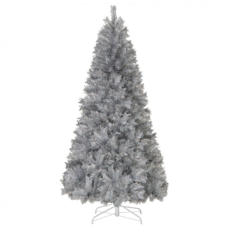 7 FT Artificial Xmas Tree with Branch Tips and Warm White LED Lights