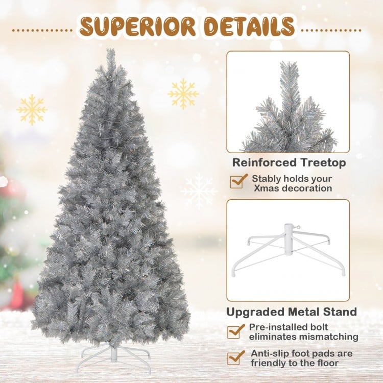 7 FT Artificial Xmas Tree with Branch Tips and Warm White LED Lights