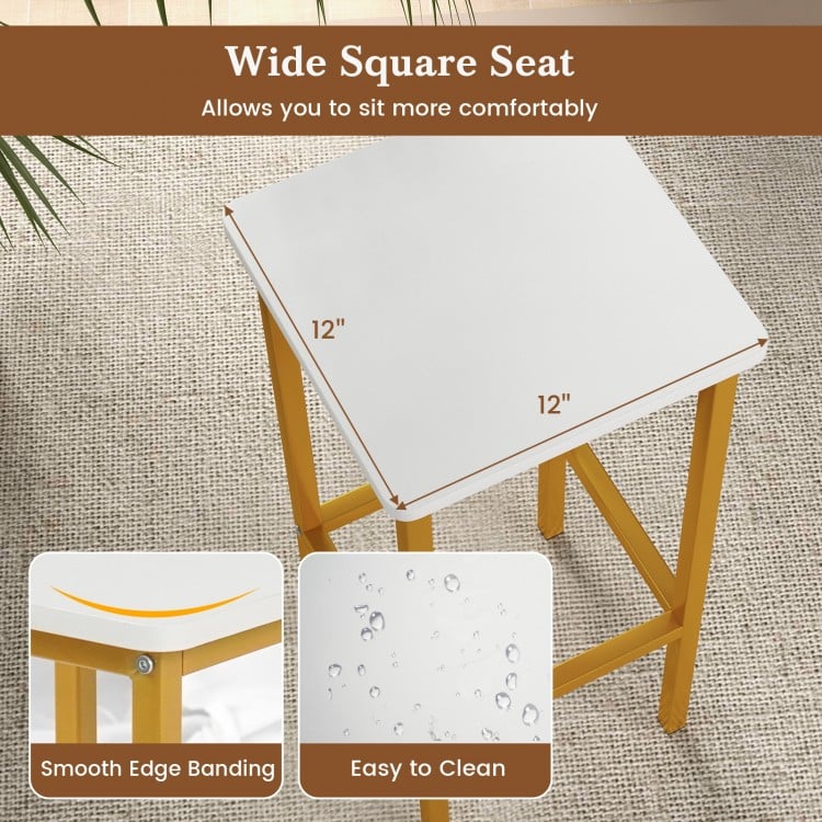Set of 4 Bar Stool Set 26 Inch Bar Chair with Metal Legs and Footrest-White