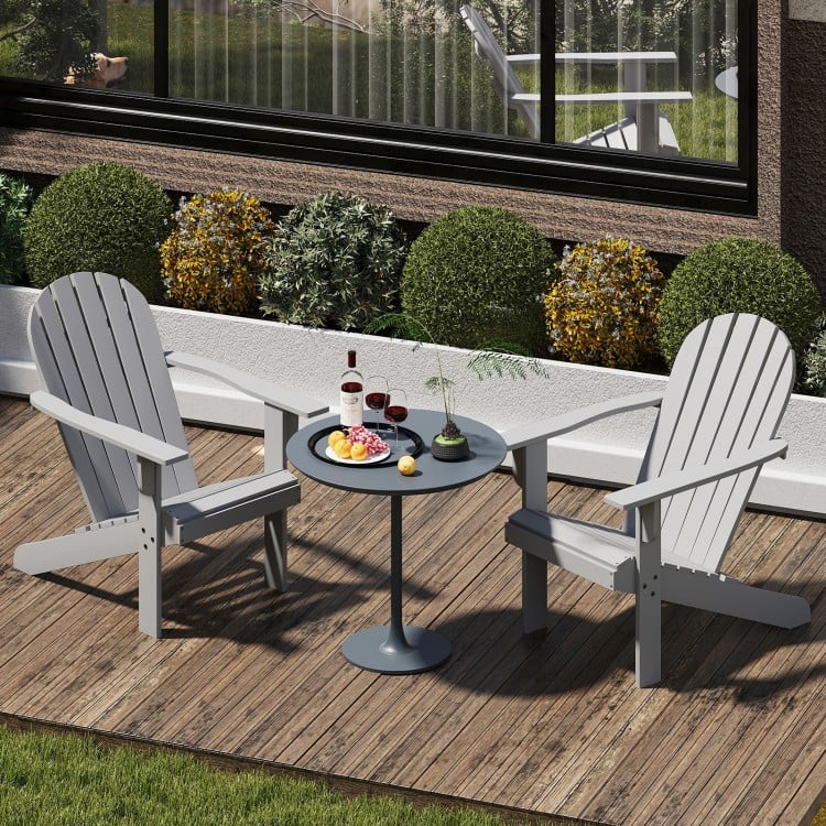 Acacia Wood Lounge Patio Adirondack Chair with Inclined Seat-Gray