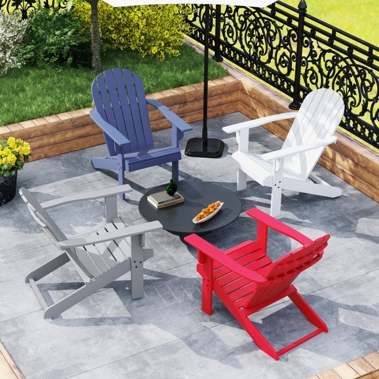 Acacia Wood Lounge Patio Adirondack Chair with Inclined Seat-Gray