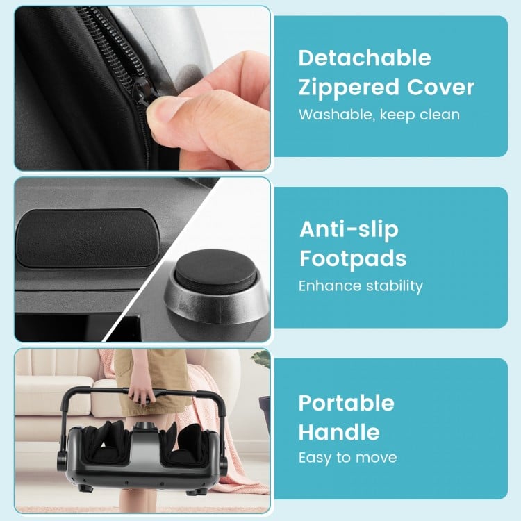 Foot and Calf Massager with Heat for Blood Circulation Pain Relief-Gray