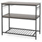 Kitchen Island with 3 Shelves Wine Glass Holders and 10 Hooks-Gray