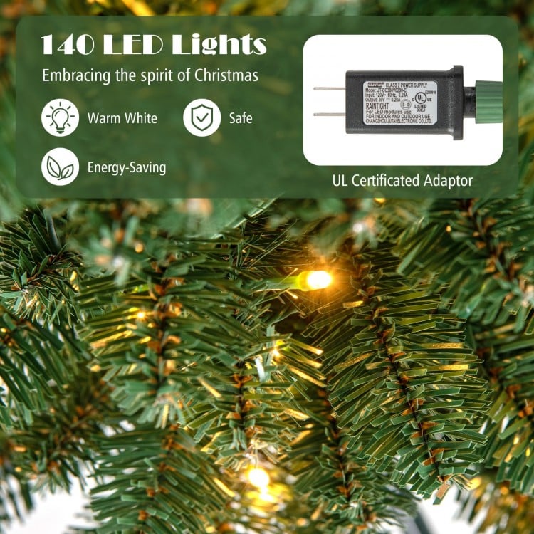 Pencil Christmas Tree with Memory Wire Branch Tips and Warm  LED Lights-6FT