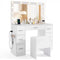 43.5-Inche Vanity Desk with Mirror and Lights for Bedroom-White
