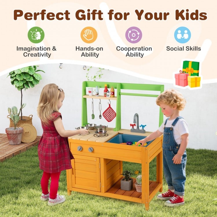 Outdoor Mud Kitchen Playset for Girls and Boys 3+ Years Old-Orange
