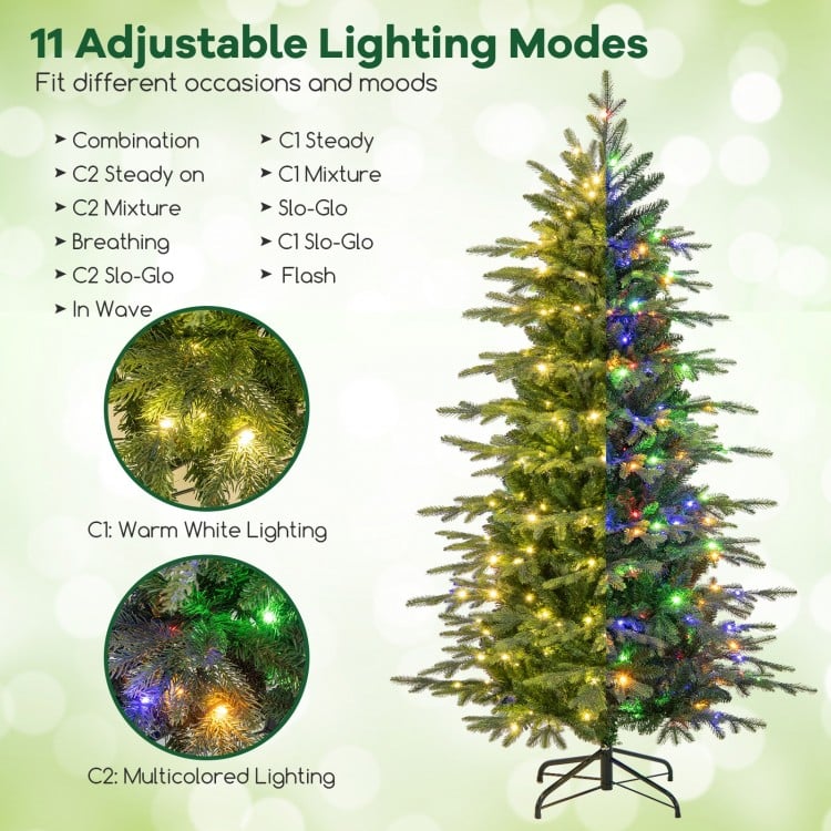 6 Feet Pre-Lit Artificial Christmas Tree with Warm White LED Lights