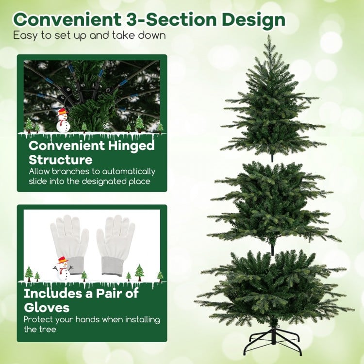 6 Feet Pre-Lit Artificial Christmas Tree with Warm White LED Lights