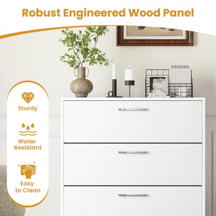 4 Drawer Storage Cabinet with Metal Legs Handles with Anti-Toppling Devices-White