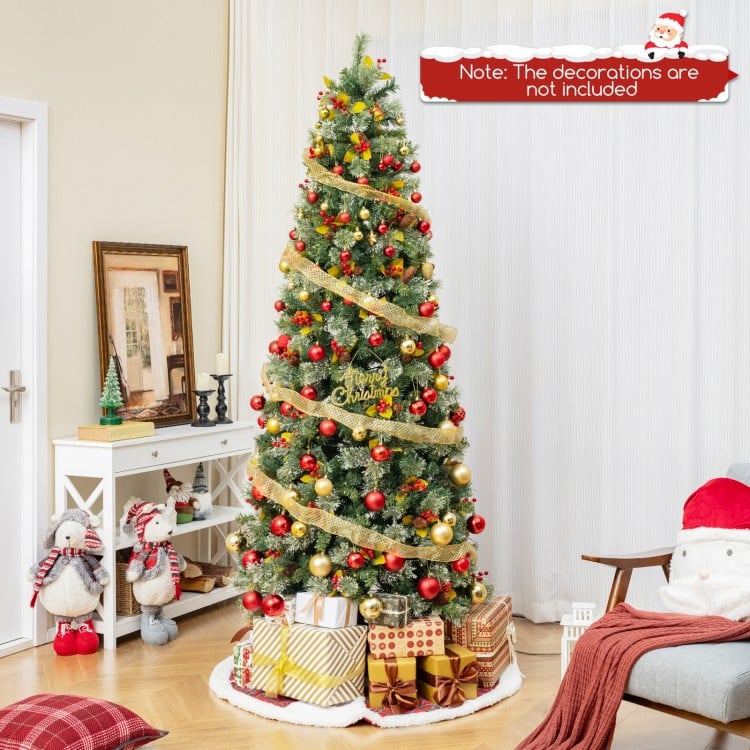 5/7.5/9 FT Pre-Lit Artificial Christmas Tree with 453/1096/1416 PVC and Pine Needles-XL