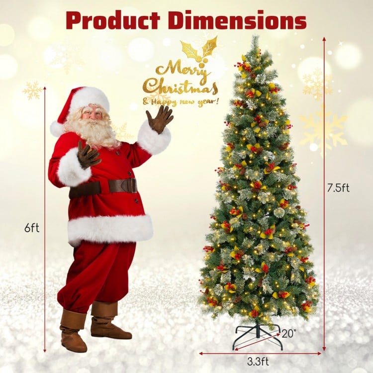 5/7.5/9 FT Pre-Lit Artificial Christmas Tree with 453/1096/1416 PVC and Pine Needles-XL