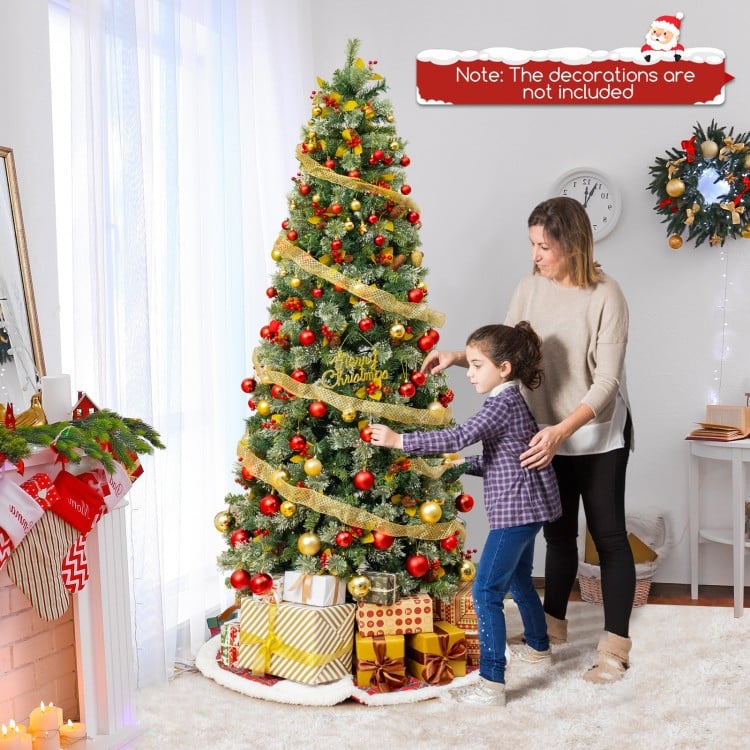 5/7.5/9 FT Pre-Lit Artificial Christmas Tree with 453/1096/1416 PVC and Pine Needles-XL