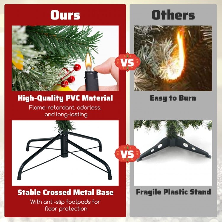 5/7.5/9 FT Pre-Lit Artificial Christmas Tree with 453/1096/1416 PVC and Pine Needles-XL