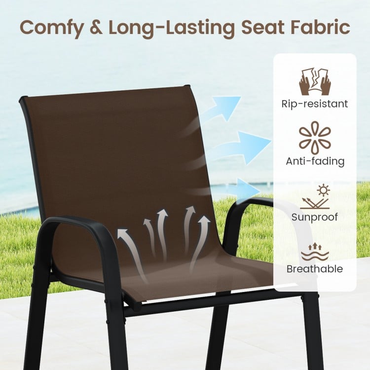 3 Piece Outdoor Bar Set with Footrest and 2-Tier Shelf-Coffee