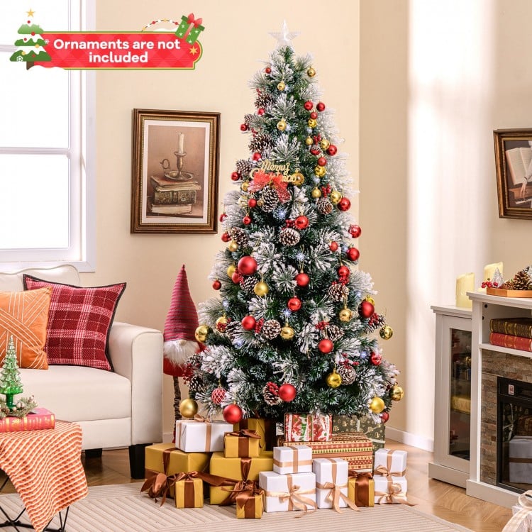 7 FT Flocked Christmas Tree with 8 Lighting Modes