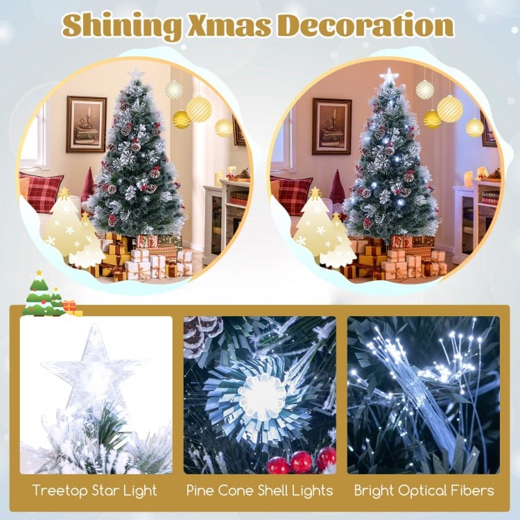 7 FT Flocked Christmas Tree with 8 Lighting Modes