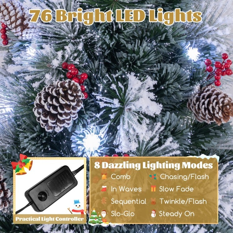 7 FT Flocked Christmas Tree with 8 Lighting Modes