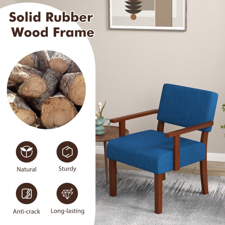 Linen Accent Chair Living Room Chair with Soft Padded Seat and Backrest-Blue
